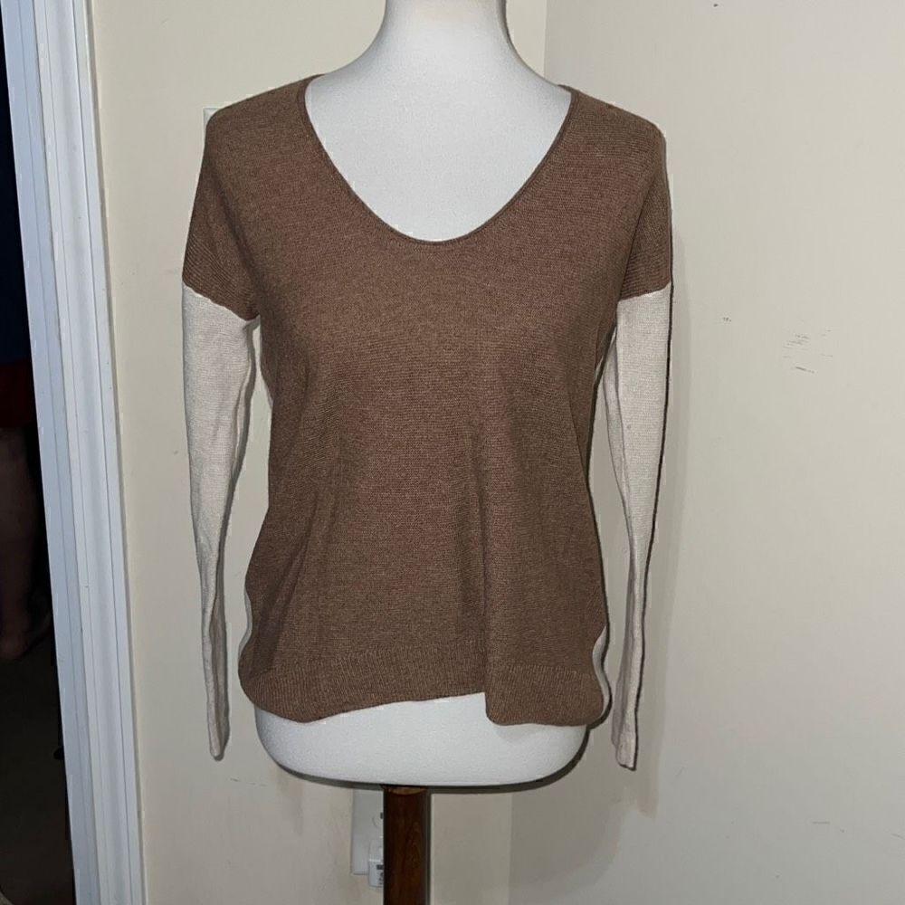 Madewell Kimball Pullover Sweater Colorblock Neutral Brown Wool Alpaca sz XXS